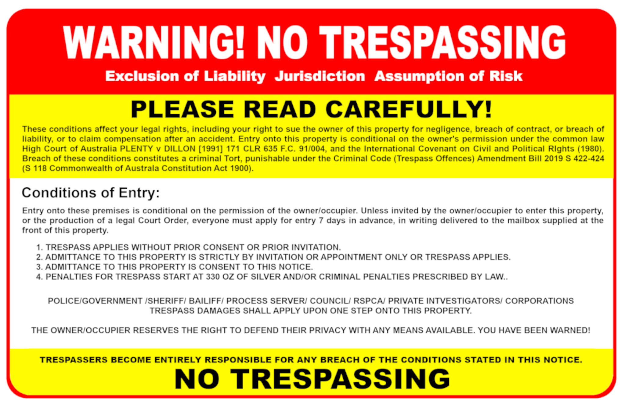 No Trespassing Sign